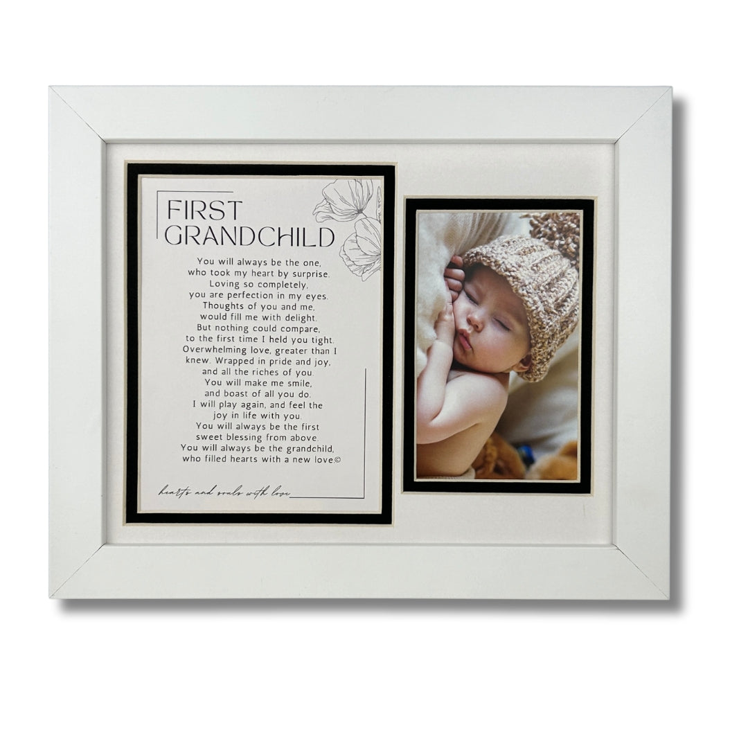 White First Grandchild poem frame.