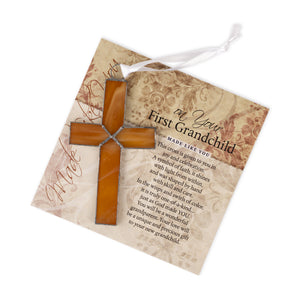 4 of 4:Amber stained glass cross with