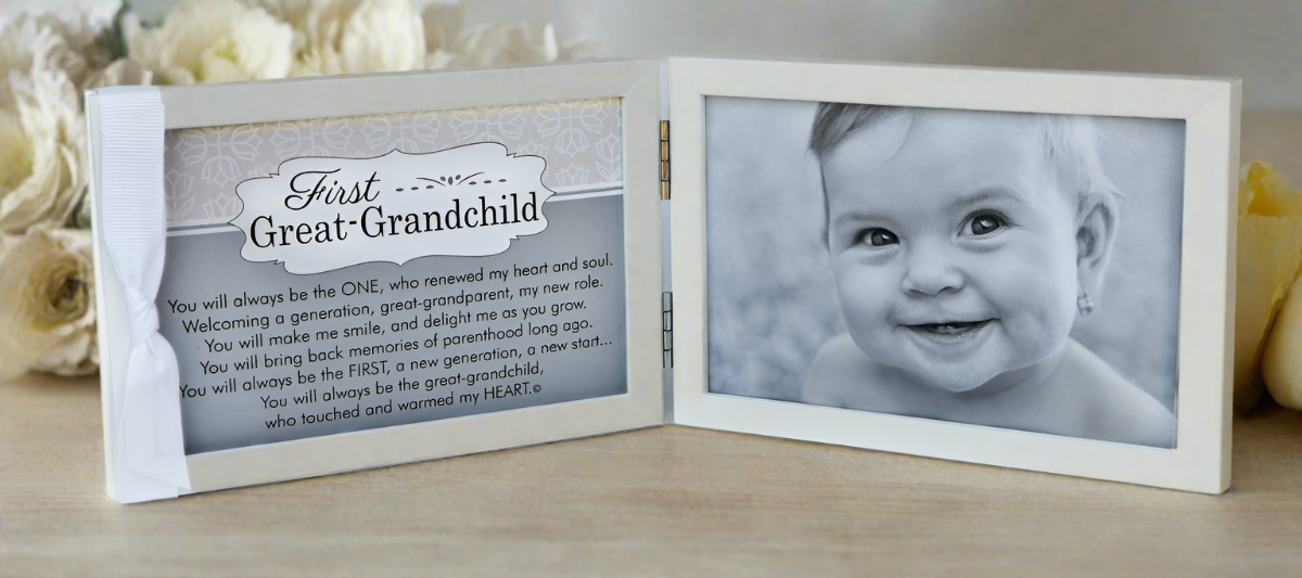 First Great-Grandchild frame on a desk.