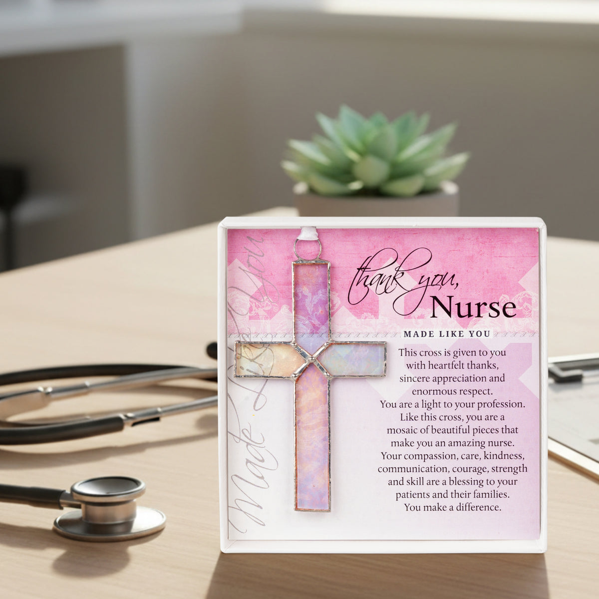 "Thank You, Nurse" gift on a nurse's desk.