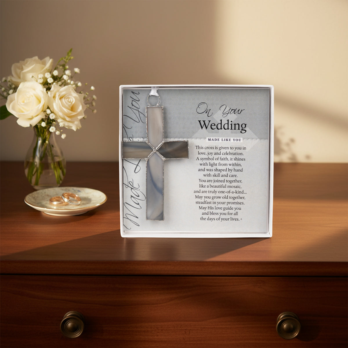 Wedding Day gift displayed on a dresser.