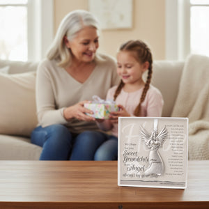 2 of 4:Grandma giving her granddaughter a gift.