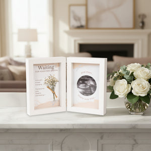 2 of 5:First Breath Ultrasound Frame on a kitchen counter in front of living room.