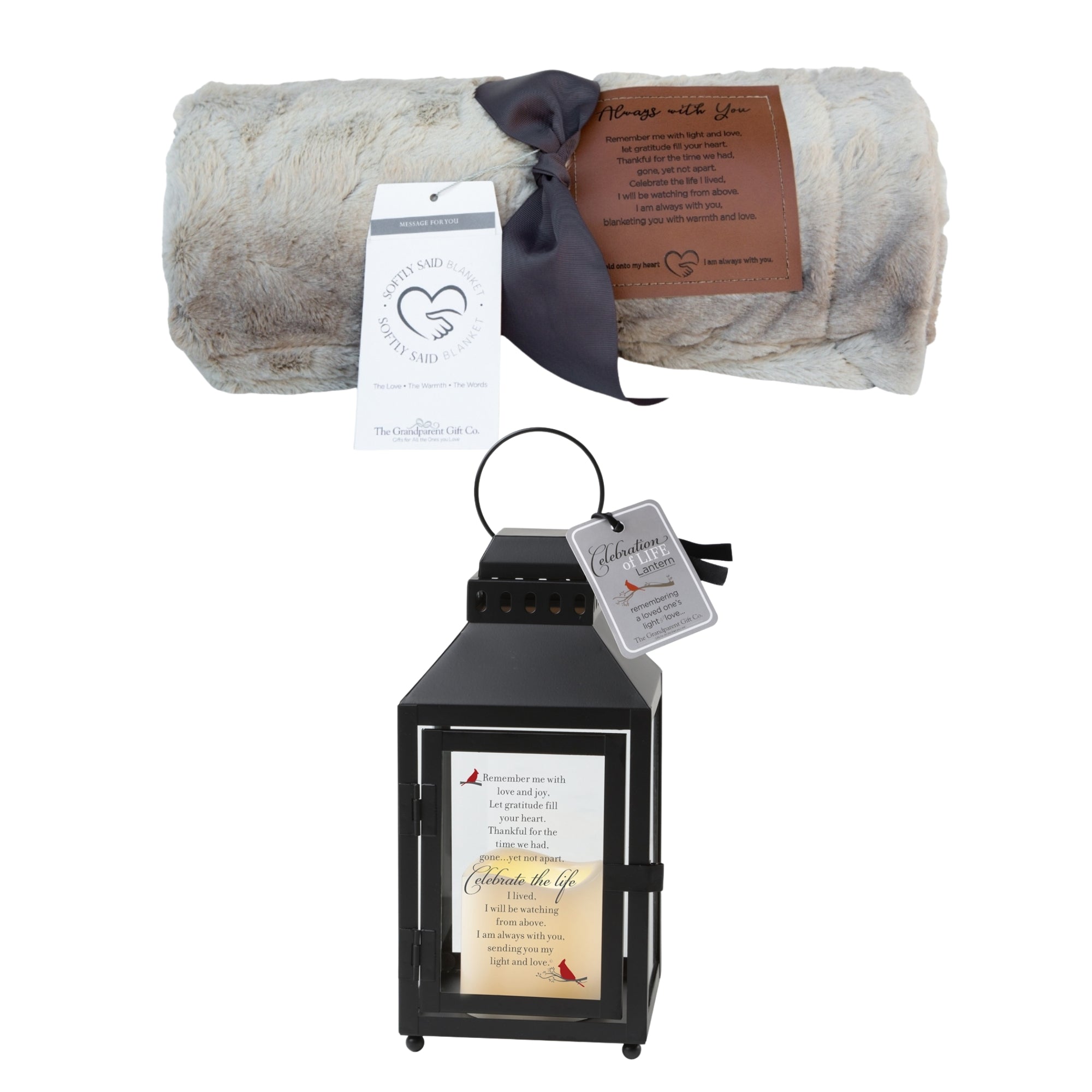Celebration of Life Gift set with lantern and Always with You blanket.