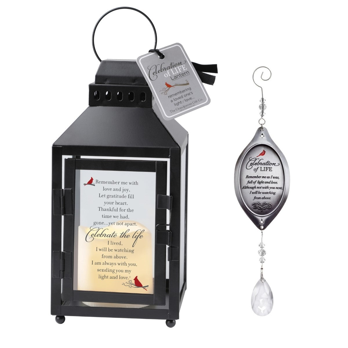 Celebration of Life Lantern and Memorial Ornament with Crystal