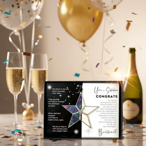 3 of 7:Congrats Star on a table at a party.