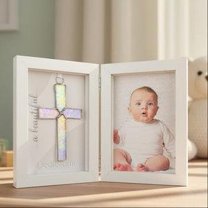 1 of 5:Dedication Gift - 4x6 double shadow box frame with handmade 4 1/2