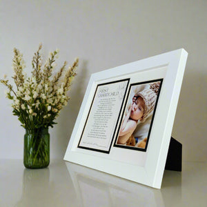 10 of 12:Side view of white First Grandchild frame showing easel back.