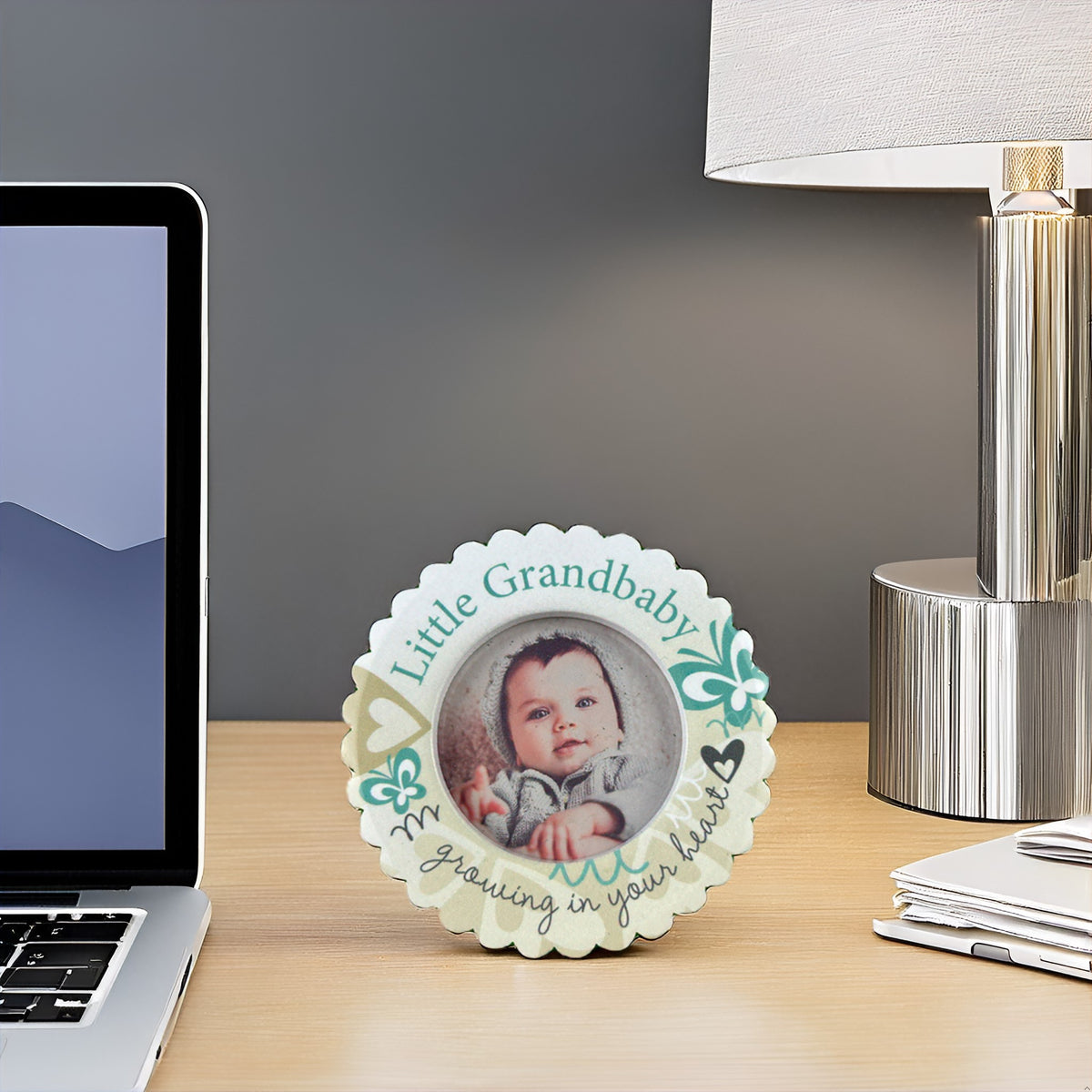 Little Grandbaby mini desk frame on a grandparent's desk.