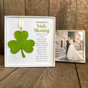 2 of 6:Marriage Irish Blessing Gift with wedding photo in background.
