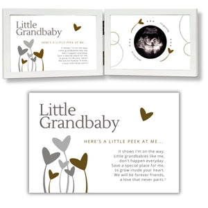 1 of 7:White 4x6 wood double frame with Little Grandbaby Sentiment on the left side and artwork with a 2.5