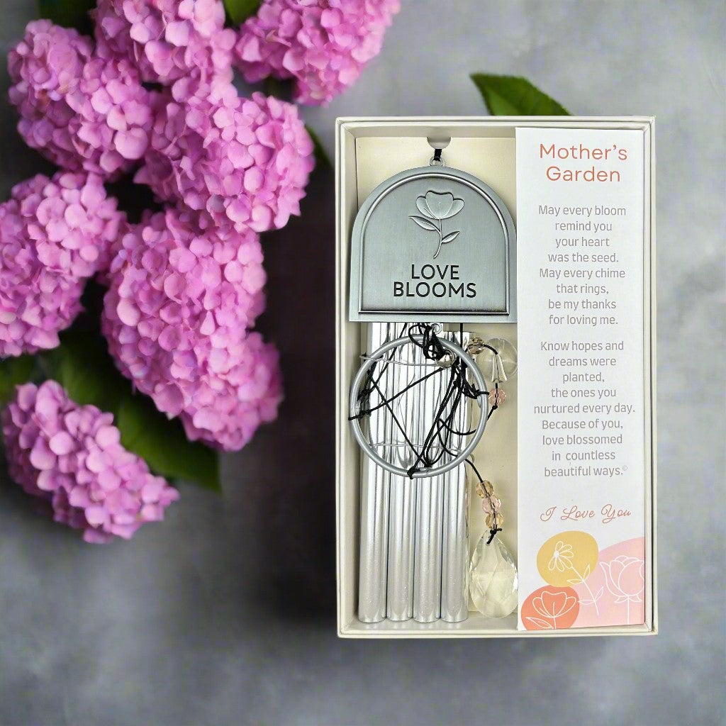 The windchime comes in a high-quality box with the Mother's Garden poem.