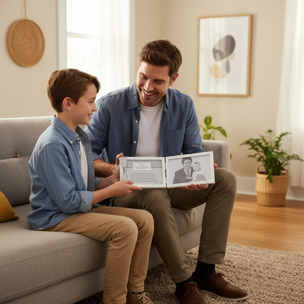 A godson giving his god father the My Godfather frame.