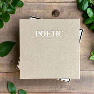 3 of 4:Two part box, with the word Poetic printed on the box.