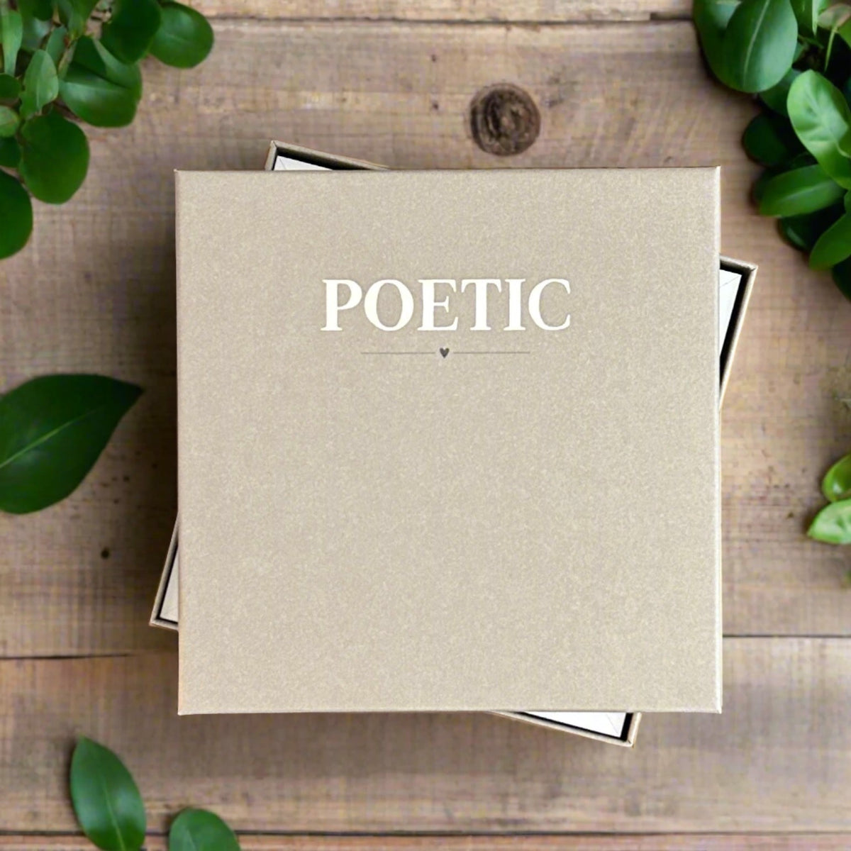 Two part box for the frame with the word "Poetic" printed on it.