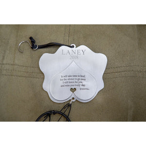 8 of 8:Back of windchime shown with customer completed engraving.