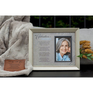3 of 8:Silver Celebration of Life frame in living room setting.