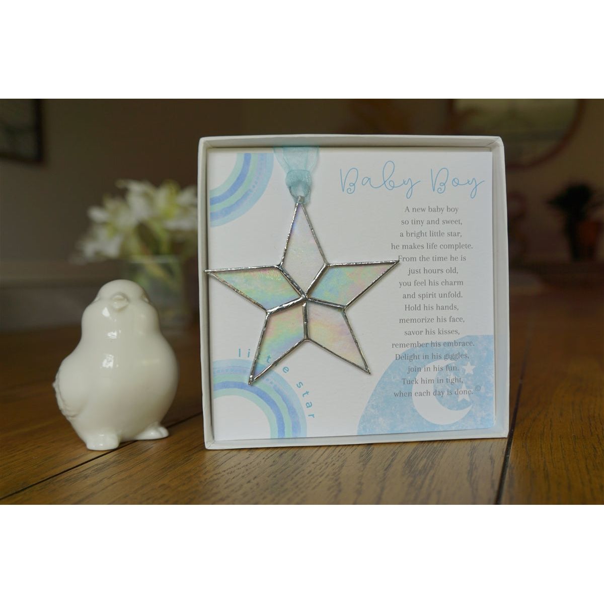 Little Star: Baby Boy Gift Handmade Stained Glass Star