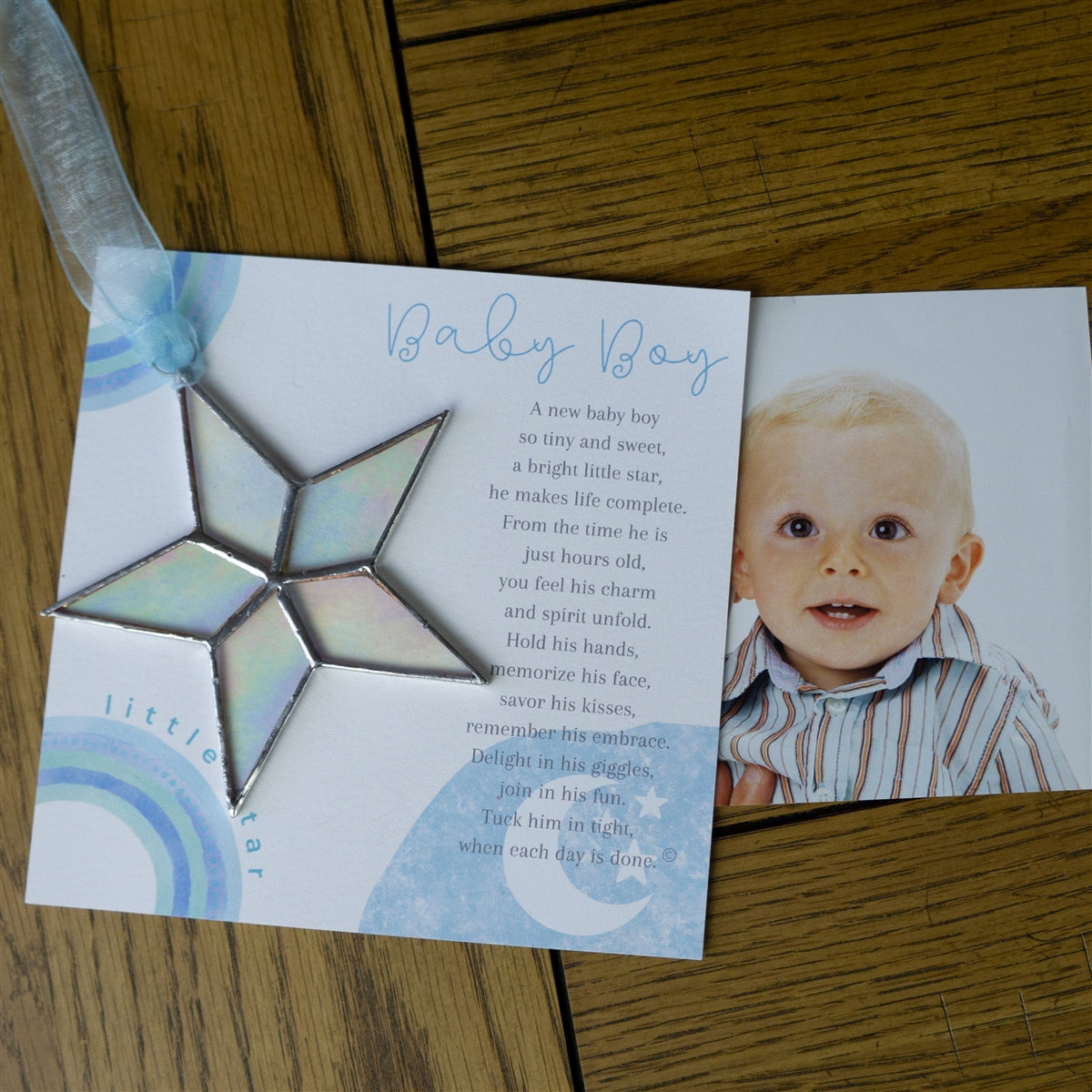 Little Star: Baby Boy Gift Handmade Stained Glass Star