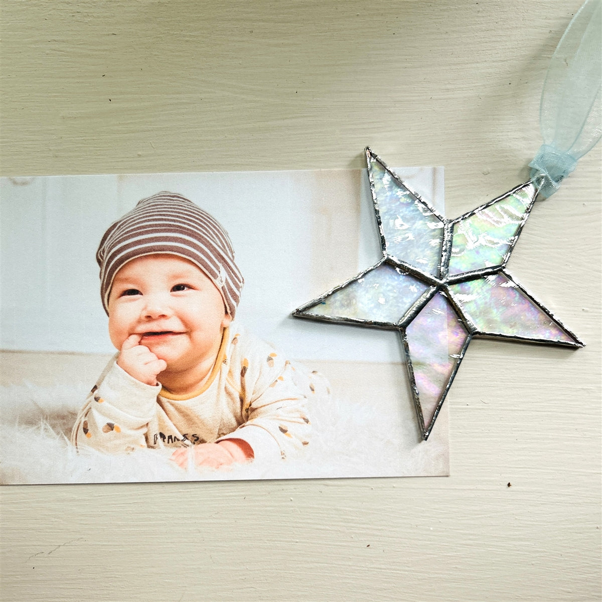 Little Star: Baby Boy Gift Handmade Stained Glass Star