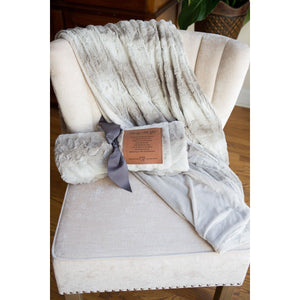 3 of 8:Praying for You blanket rolled and tied with a wide gray grosgrain blanket.
