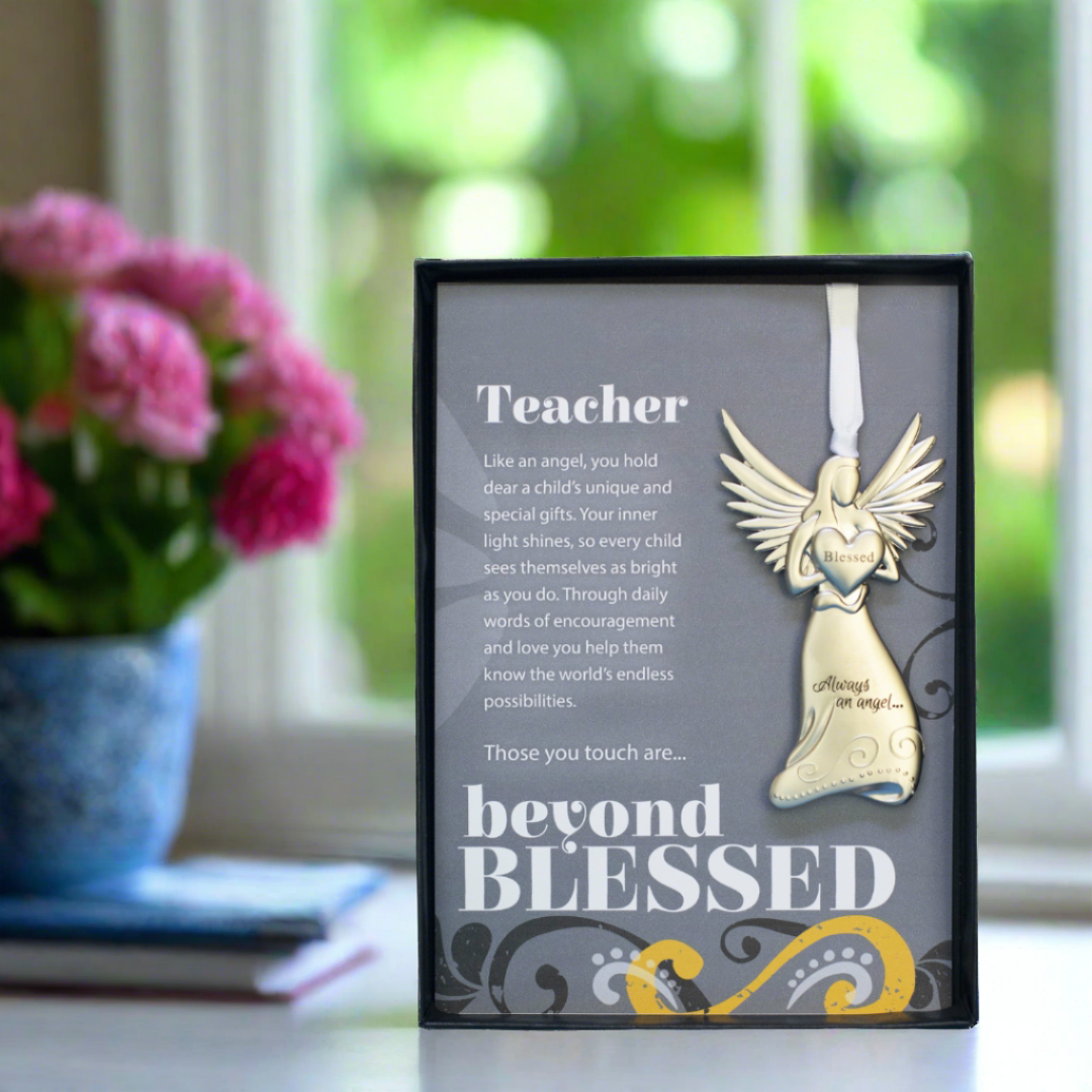 Teacher angel thank you gift on desk