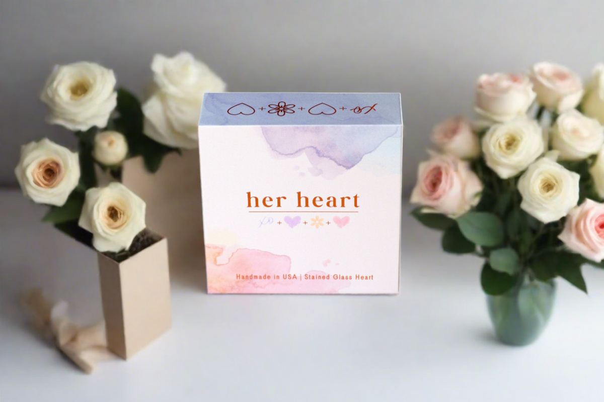 Her Heart box with metallic accents.