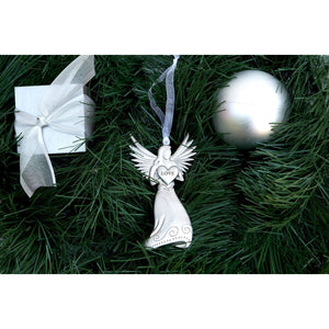 4 of 4:Silver toned metal angel holding a heart with the word