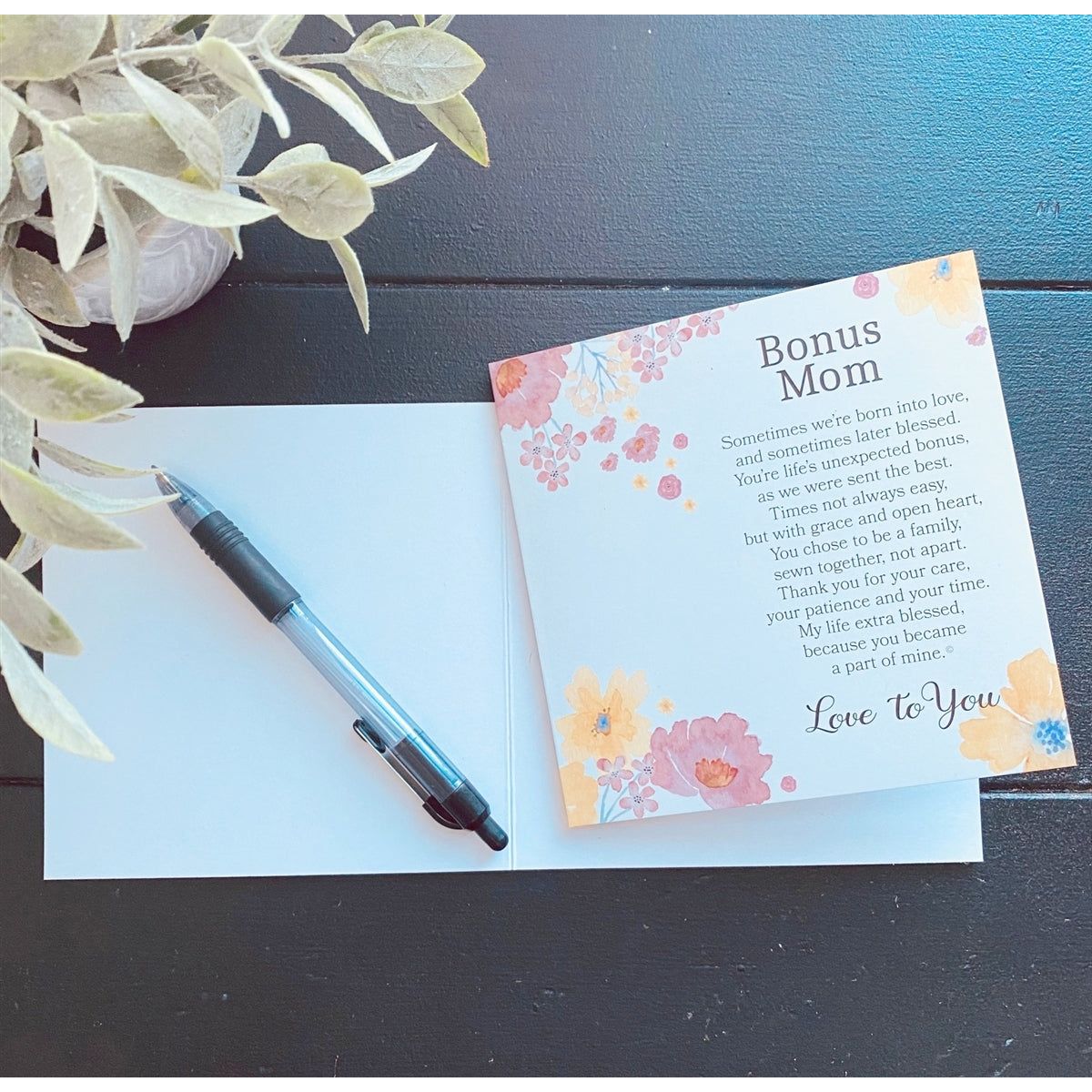 High quality folded card for the giver to write a special note to mom.