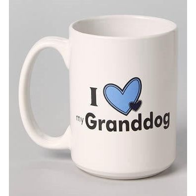 White ceramic mug with I &quot;heart&quot; my Granddog written on it.
