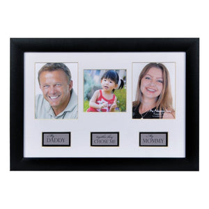 1 of 4:8x12 black frame for wall or table displays with adoption photo frame with 3 spaces and captions for photos depicting the new family's life story