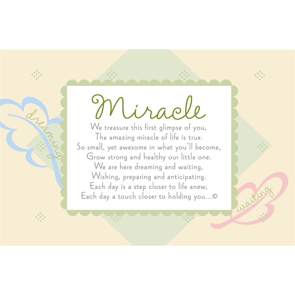 Miracle artwork and sentiment.
