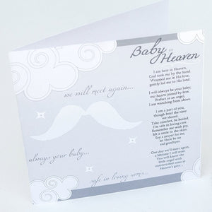 3 of 7: Baby in Heaven card standing open to show the space for the giver to write a message.