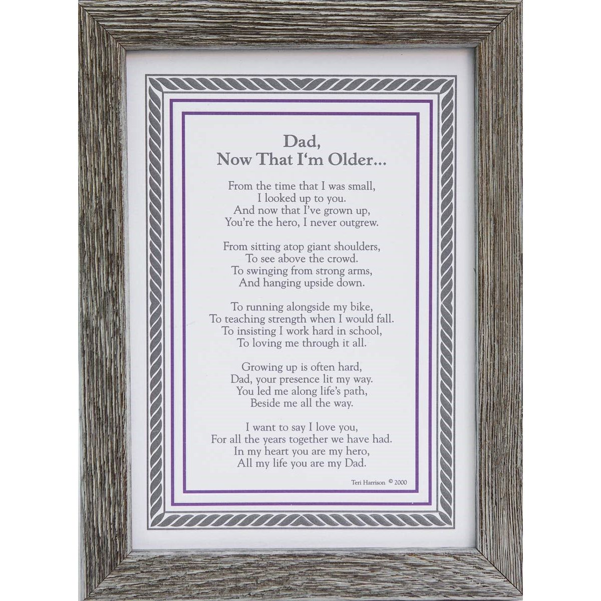 5x7 farmhouse frame with "Dad, Now that I'm Older" poem.