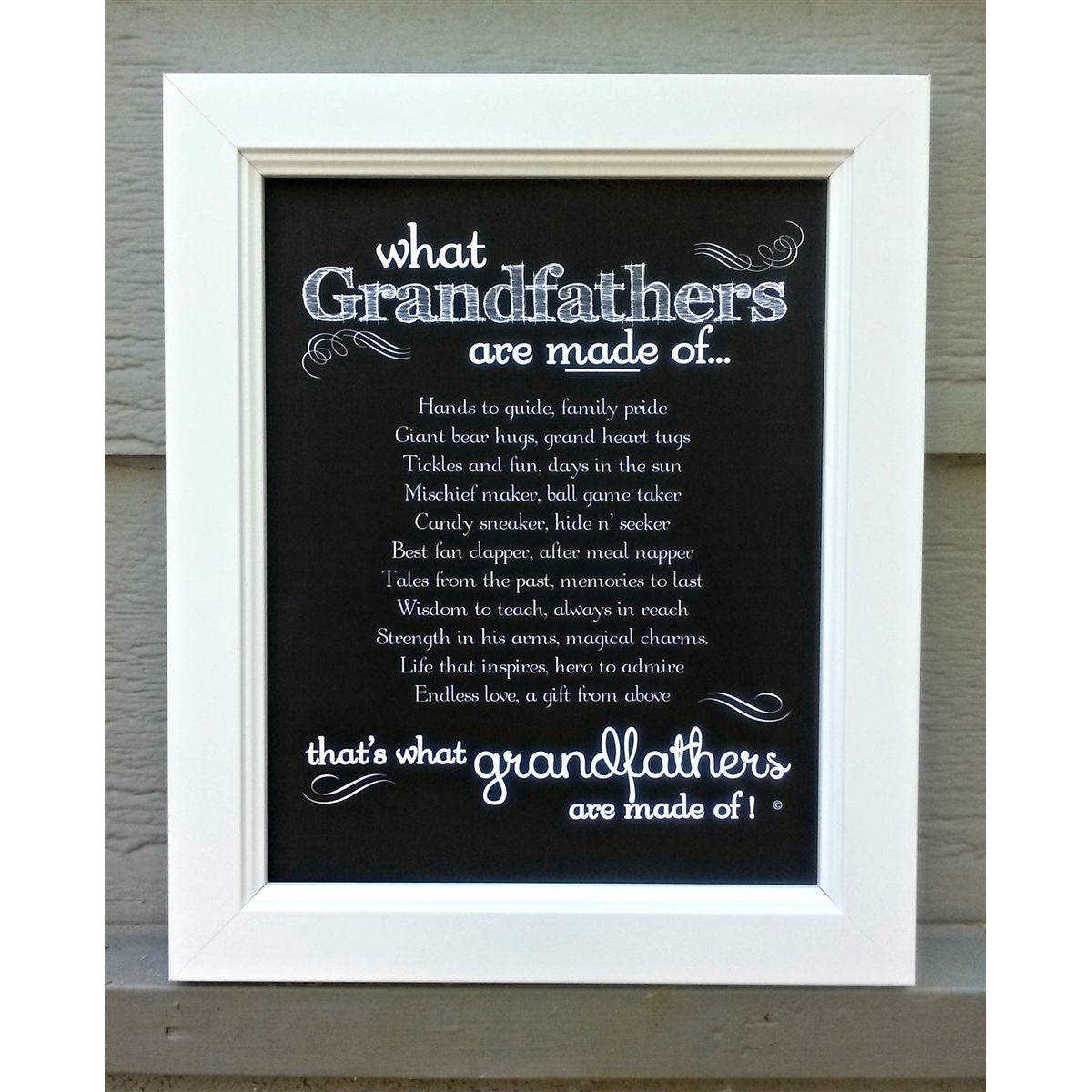 White 8"x10" frame with "What Grandfathers are Made of..." poem.