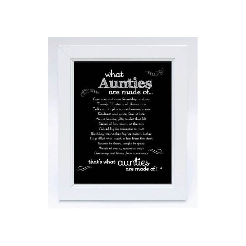 White 8"x10" frame with "What Aunties are Made of..." poem