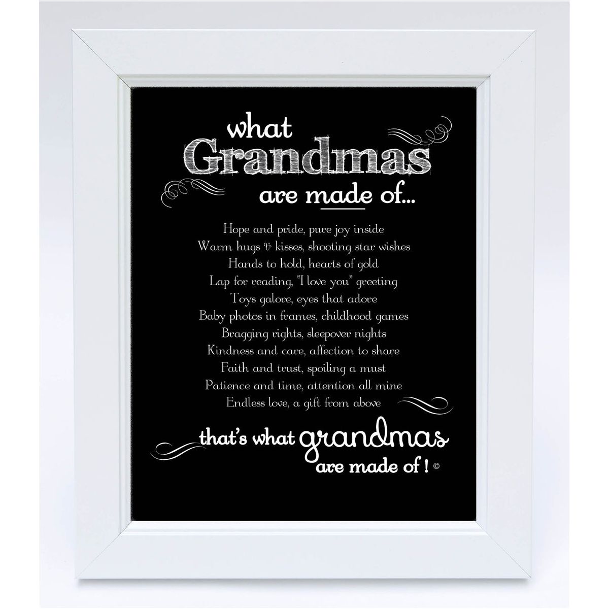 White 8"x10" frame with "What Grandma's are Made of..." poem.