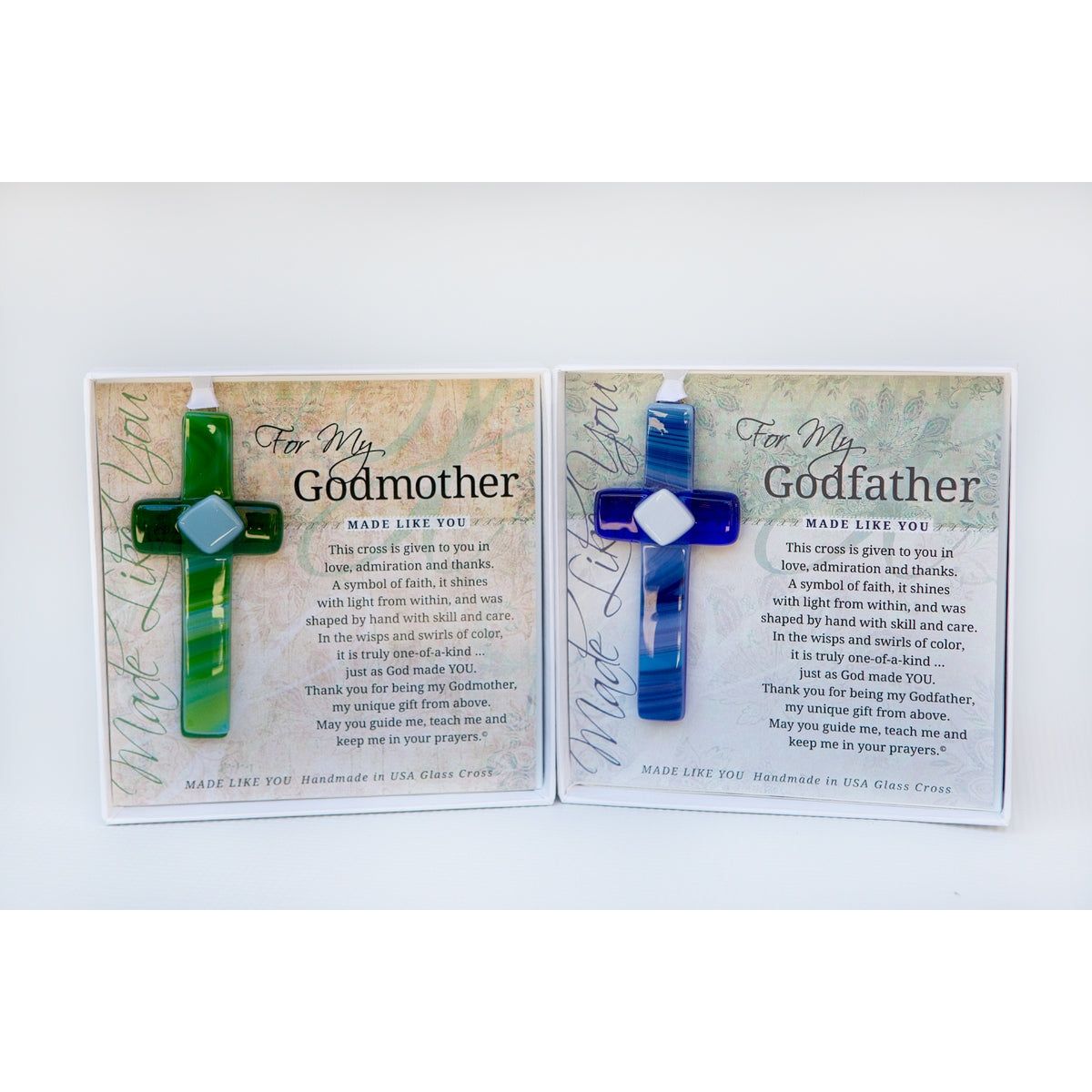 "For My Godmother" and "For My Godfather" crosses.
