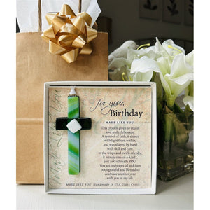 2 of 6:Birthday cross and sentiment in box in front of a gift bag.