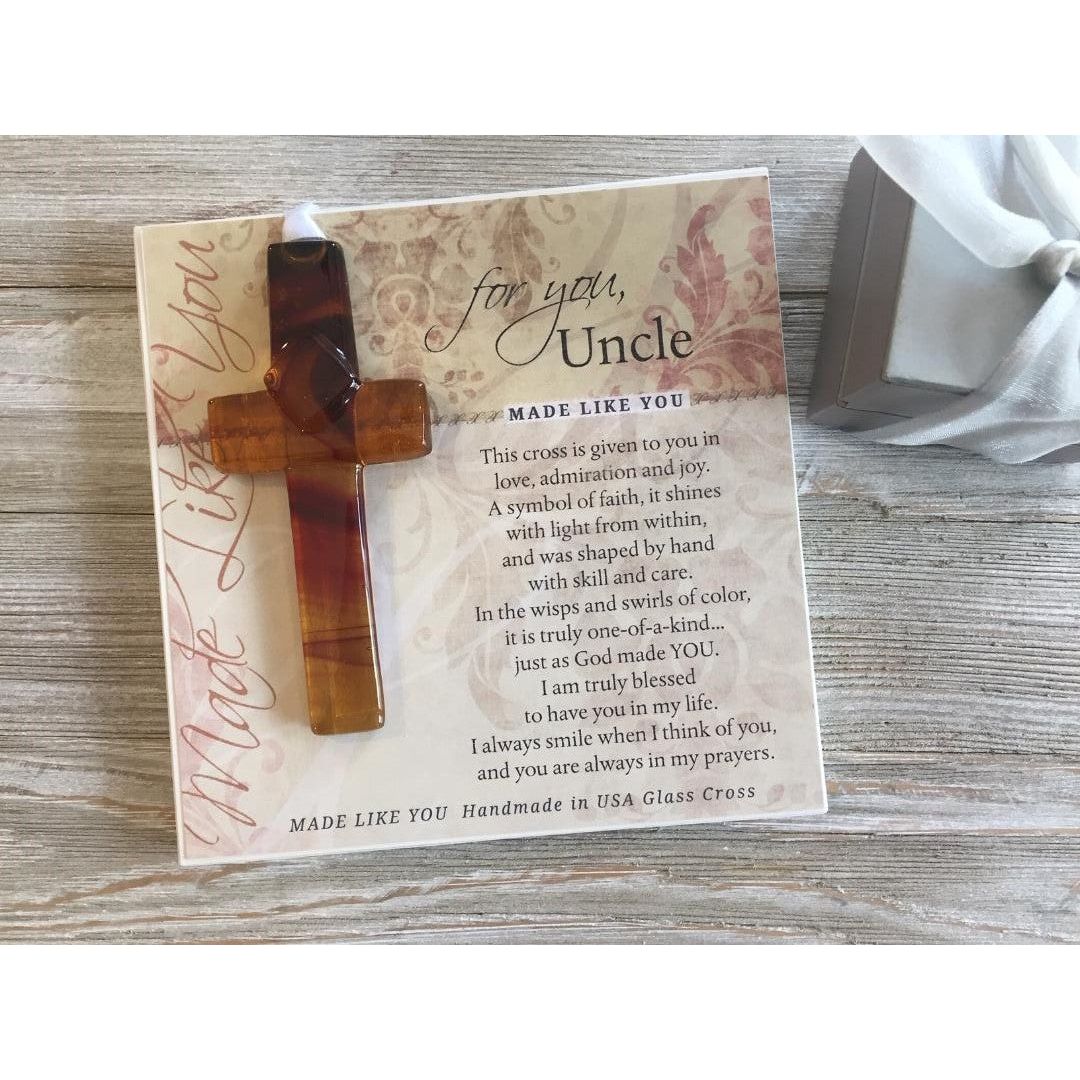 Uncle Gift Cross: Handmade Glass
