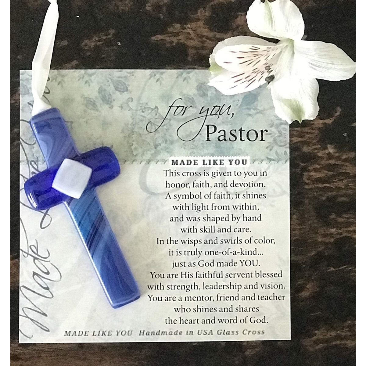 Blue cross on "For You Pastor" sentiment.