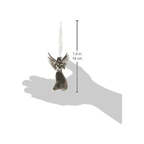 4&quot; Angel with white satin ribbon for hanging for a total height of 7.4&quot;