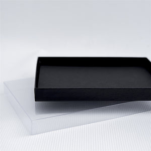4 of 4:Black leatherette box with clear lid.