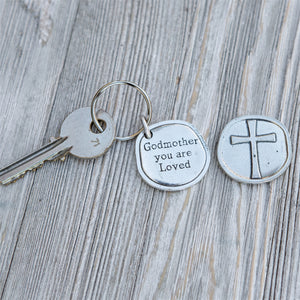 2 of 3:Pewter coin keychain with