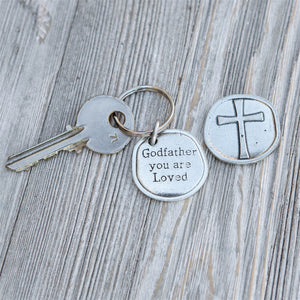 2 of 3:Pewter coin keychain with
