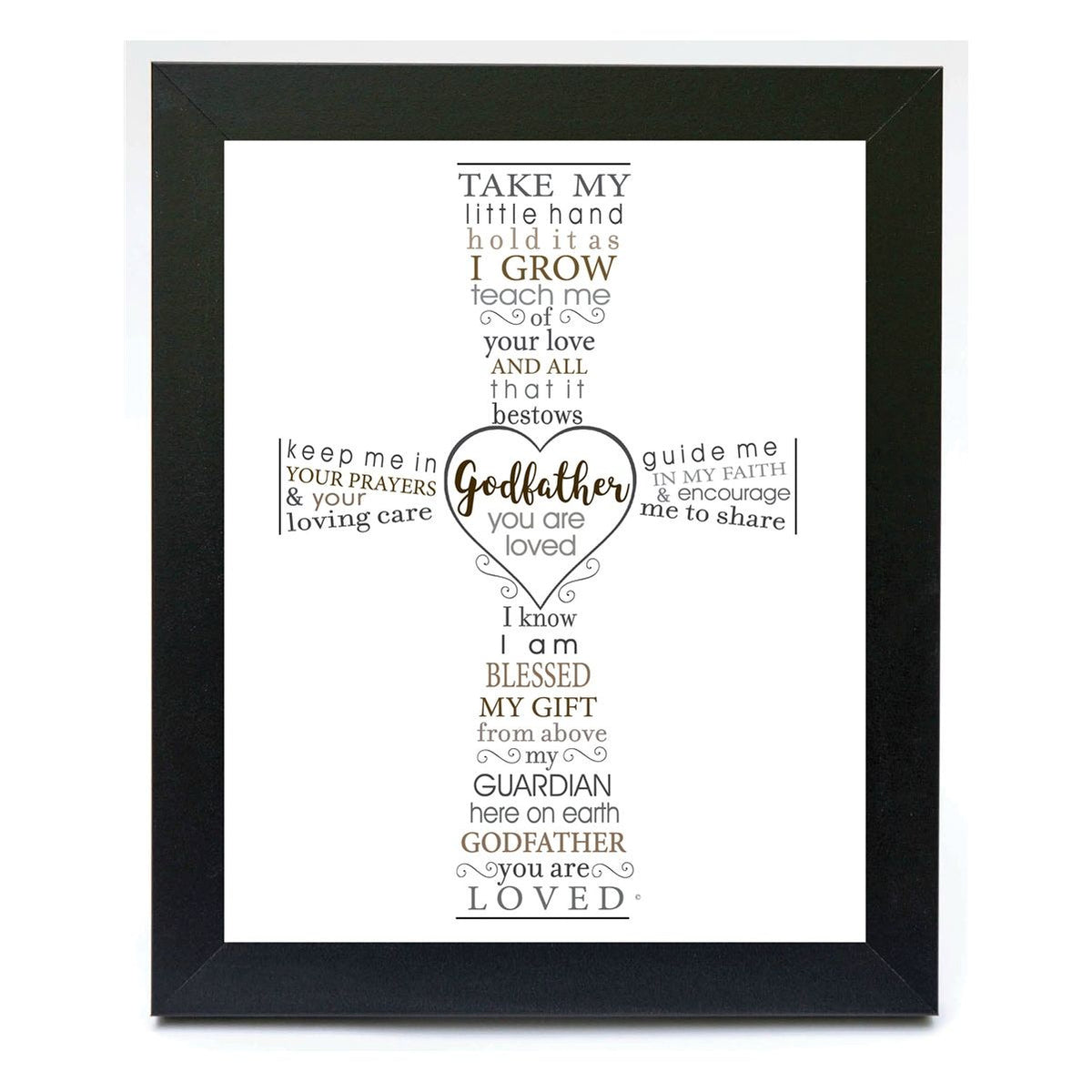 8x10 black frame with &quot;Godfather you are loved&quot; poem.