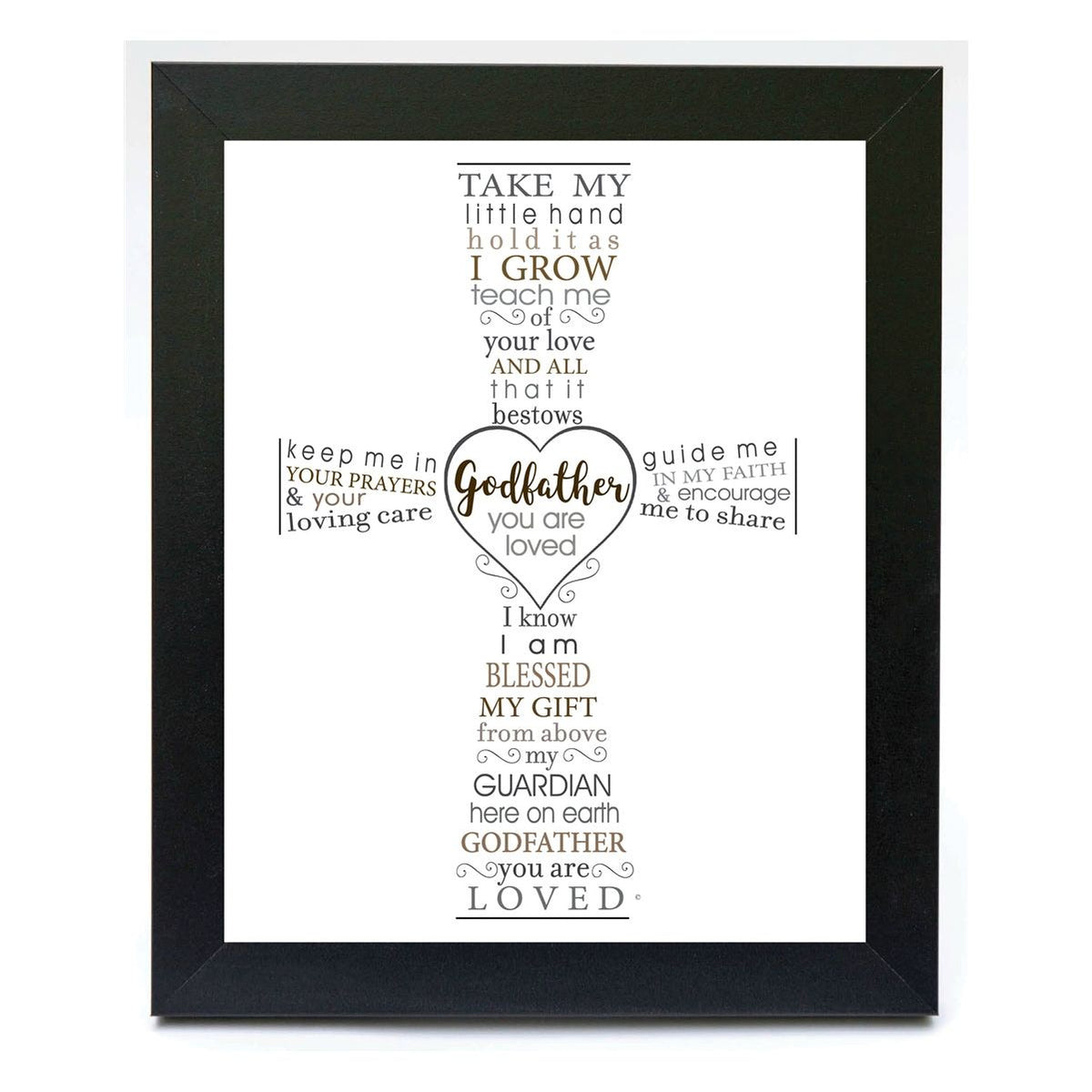 8x10 black frame with "Godfather you are loved" poem.