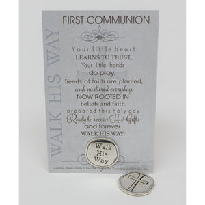 1 of 4:First Communion Gift: Handmade pewter coin with