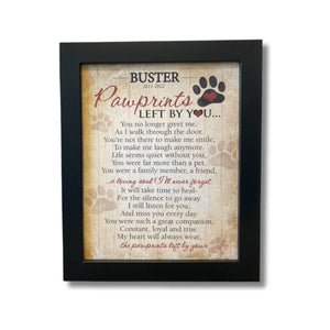 1 of 5:Personalized 8x10 framed Pawprints Left By You poem.