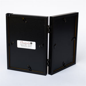 5 of 5:Back of black 5x7 hinged double frame.